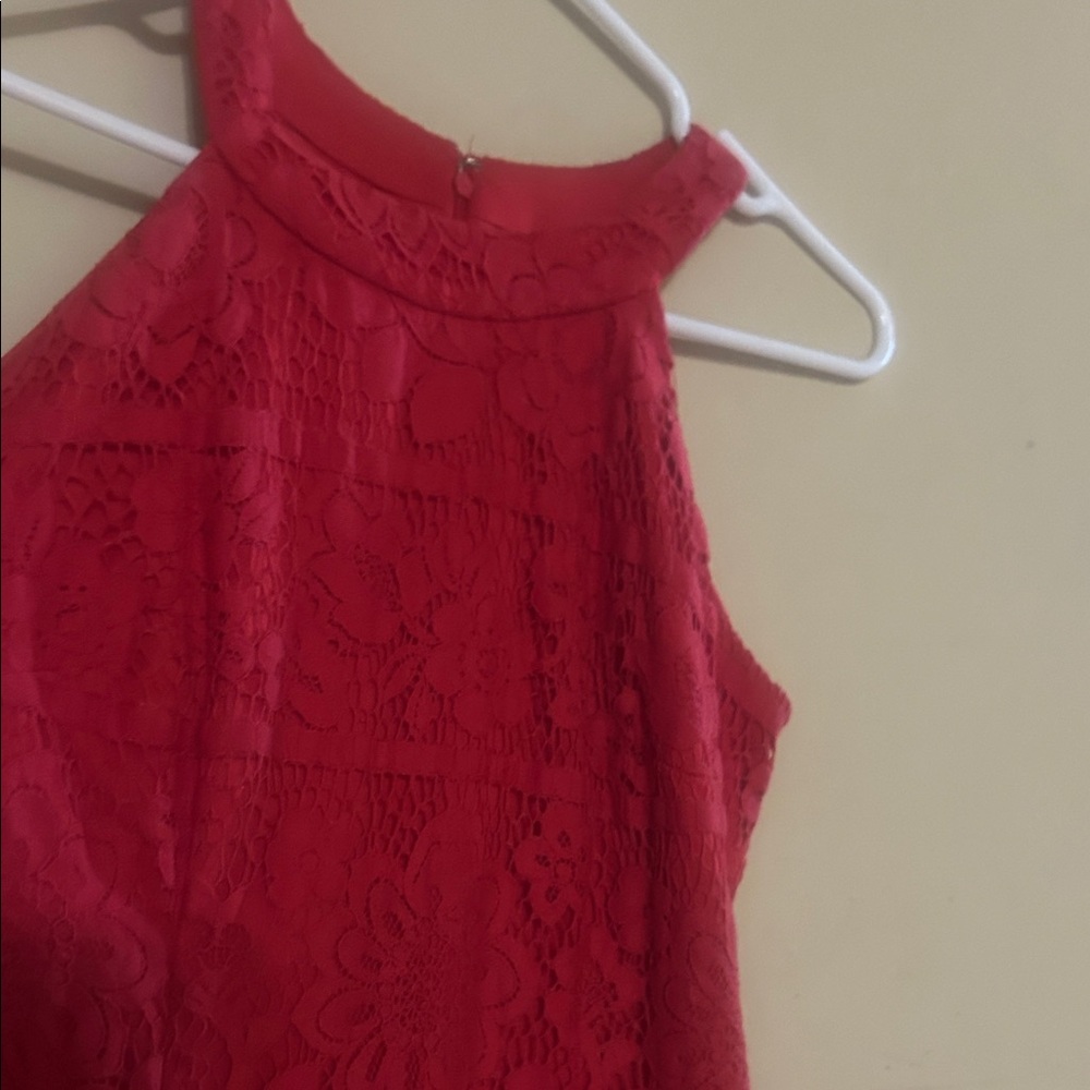 HOT Chetta B Red Lace Halter Midi Dress size medium M size 6
